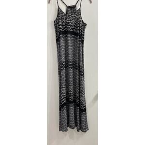 Karen Kane Womens Large Maxi Sundress Black White Gray Flowing Loose Fit‎ EUC